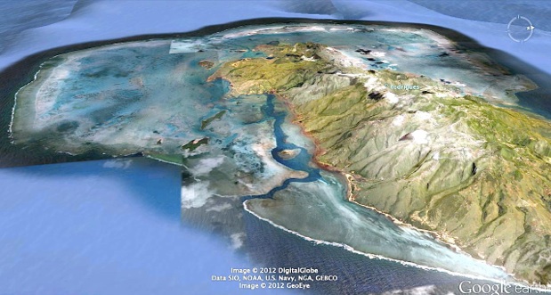 Satellite view of Rodrigues island © DigitalGlobe 2012